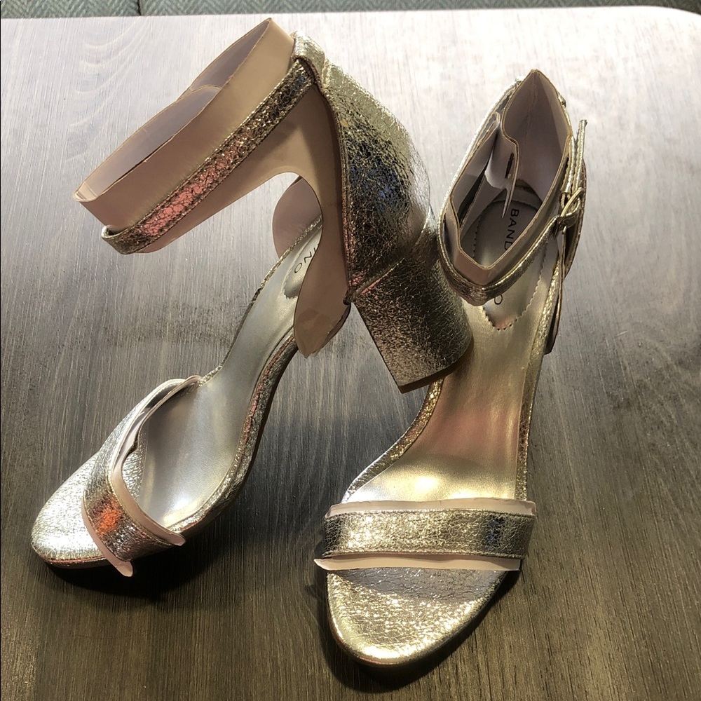 Bandolino Metallic Silver Block Heel Sandals